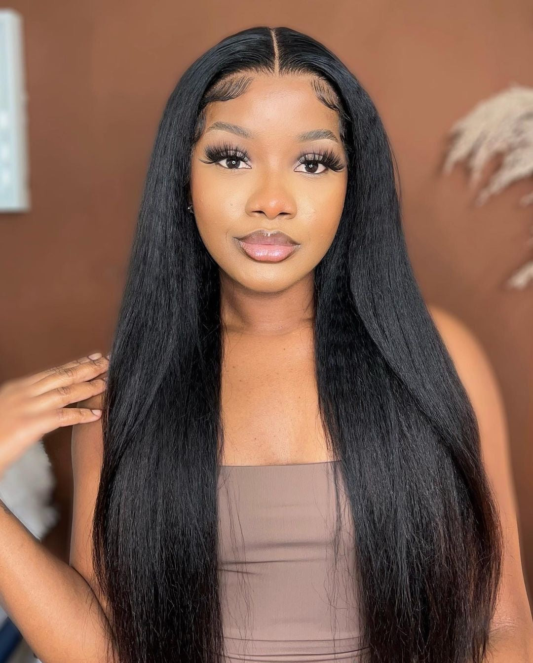 Wear and Go Glueless Wigs Pre Plucked Pre Cut #1B Kinky Straight 180%