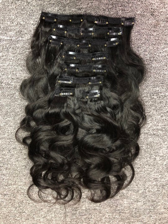 Top Virgin Classic Clip in Extension #1B - Body Wave