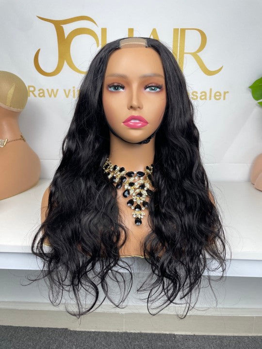 Top Virgin U-part Wig 180% 210%Density - Body Wave #1B