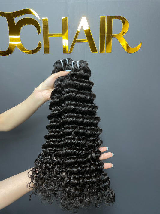 Raw Vietnamese Hair Double Drawn Bundle #1B - deep wave