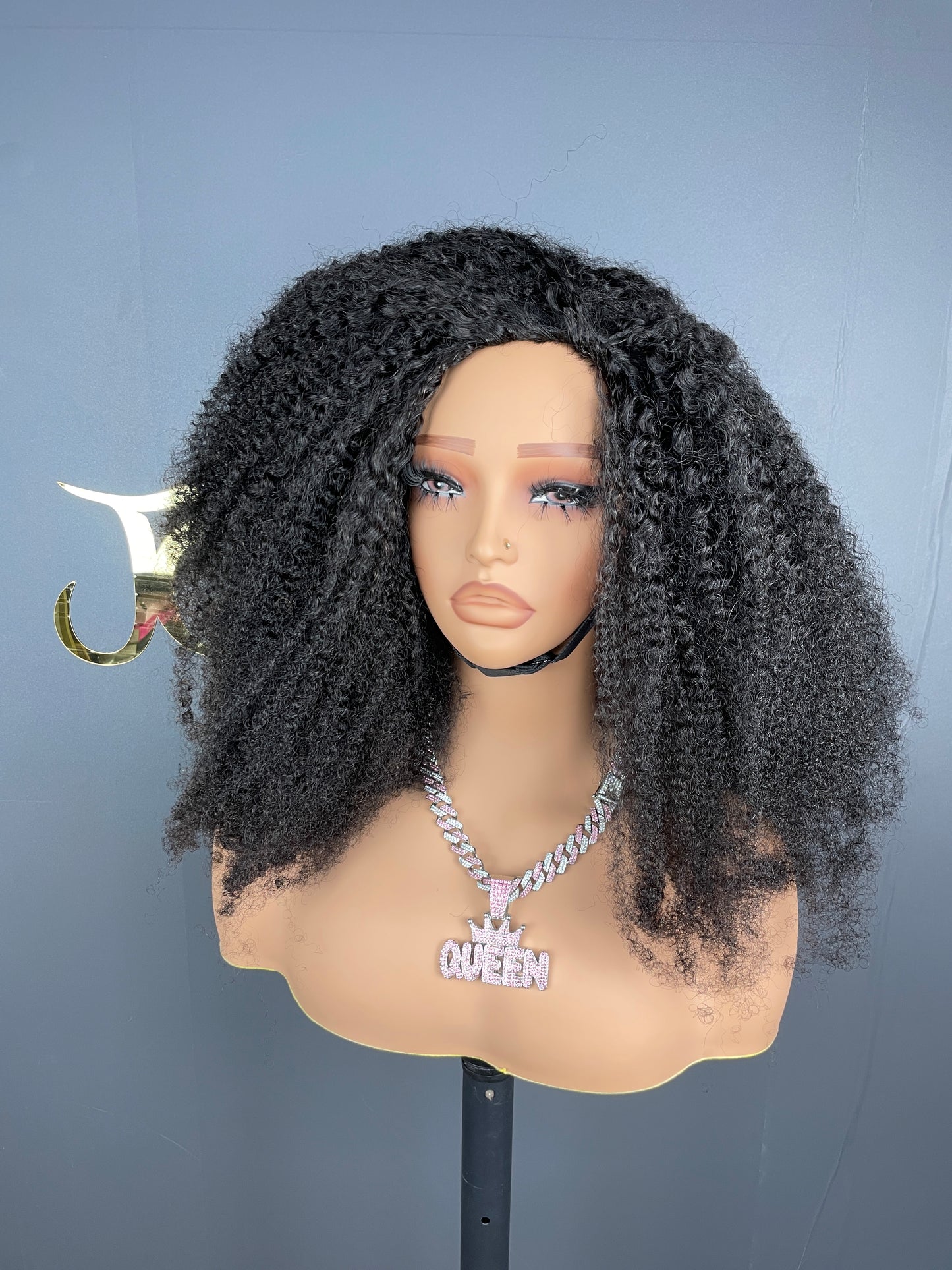 Half Wig #1B Afro Kinky Curly