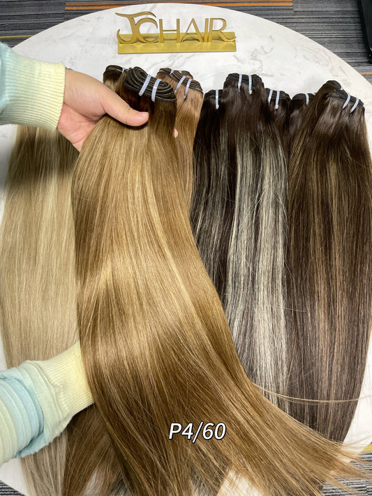 raw hair balayage bundles #P4/60 straight