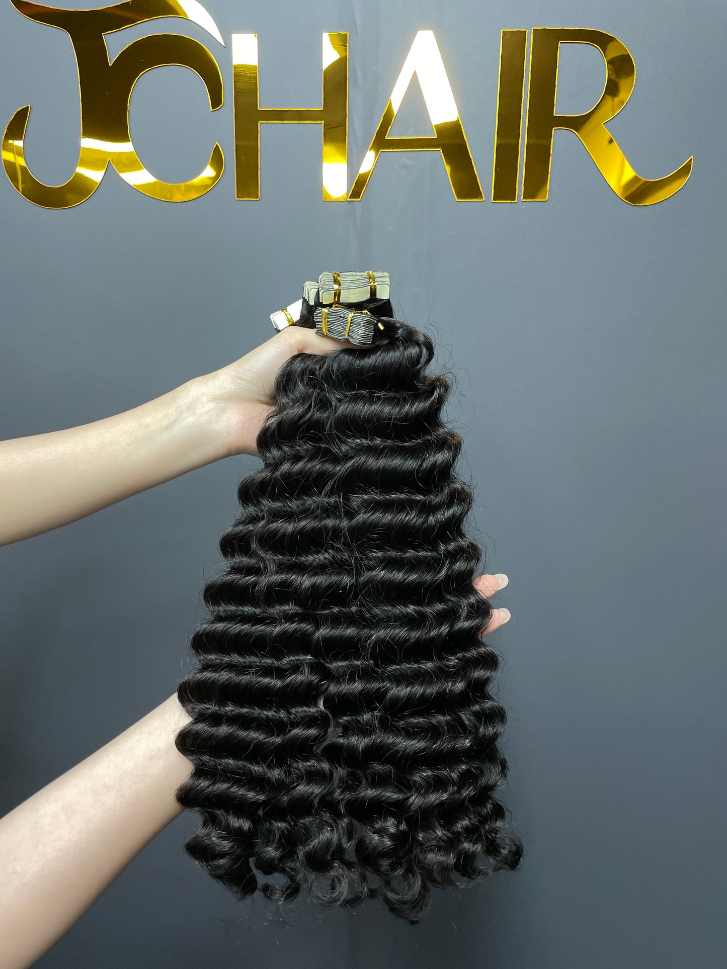 Deep Wave Tape in Hair Extention #1B