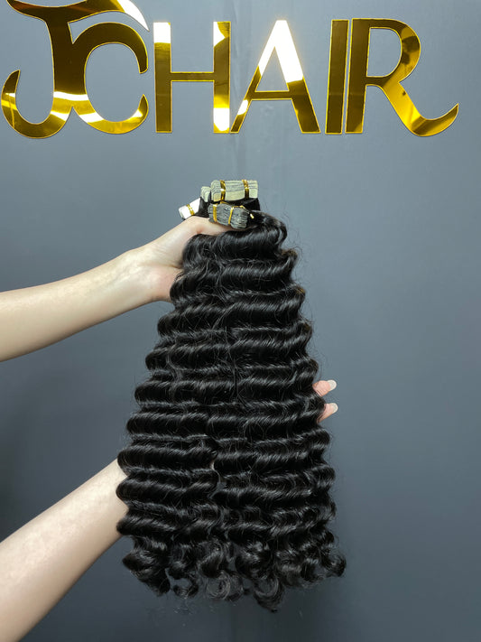 Deep Wave Tape in Hair Extention #1B
