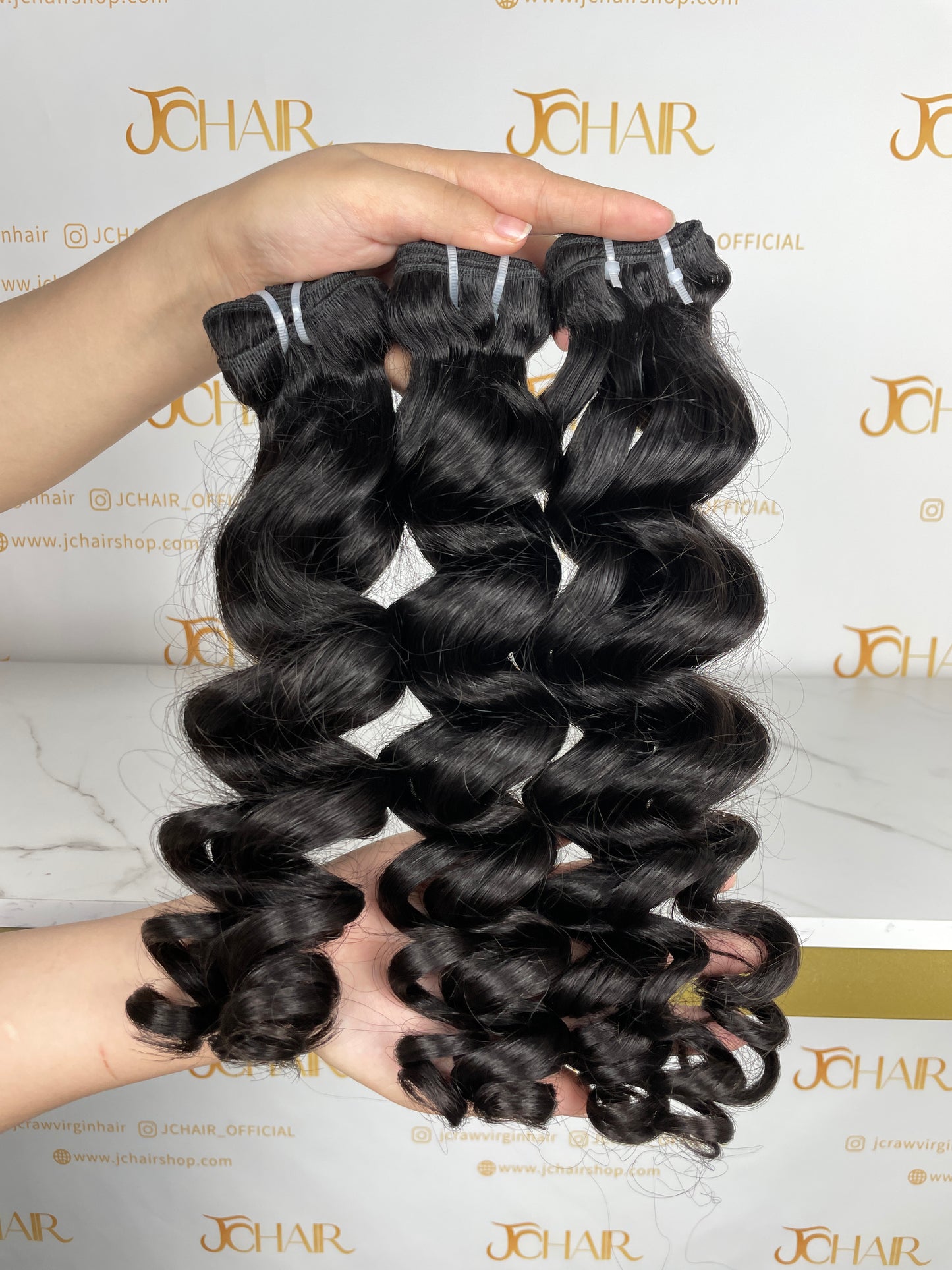 top raw cambodian hair bundle  #1B loose curly