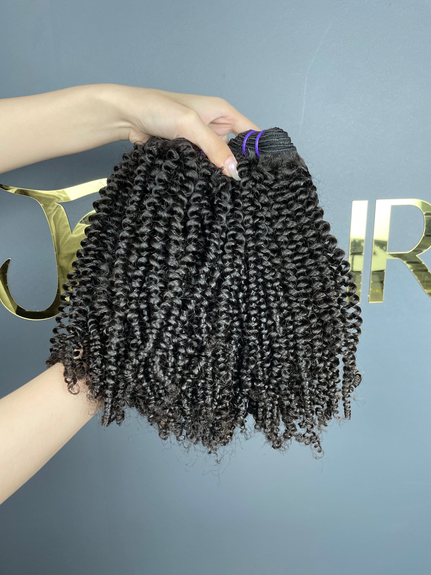top raw cambodian hair bundle  #1B kinky curly