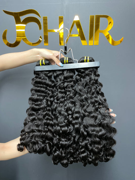 Raw Indian Curly Double Drawn Bundle #1B