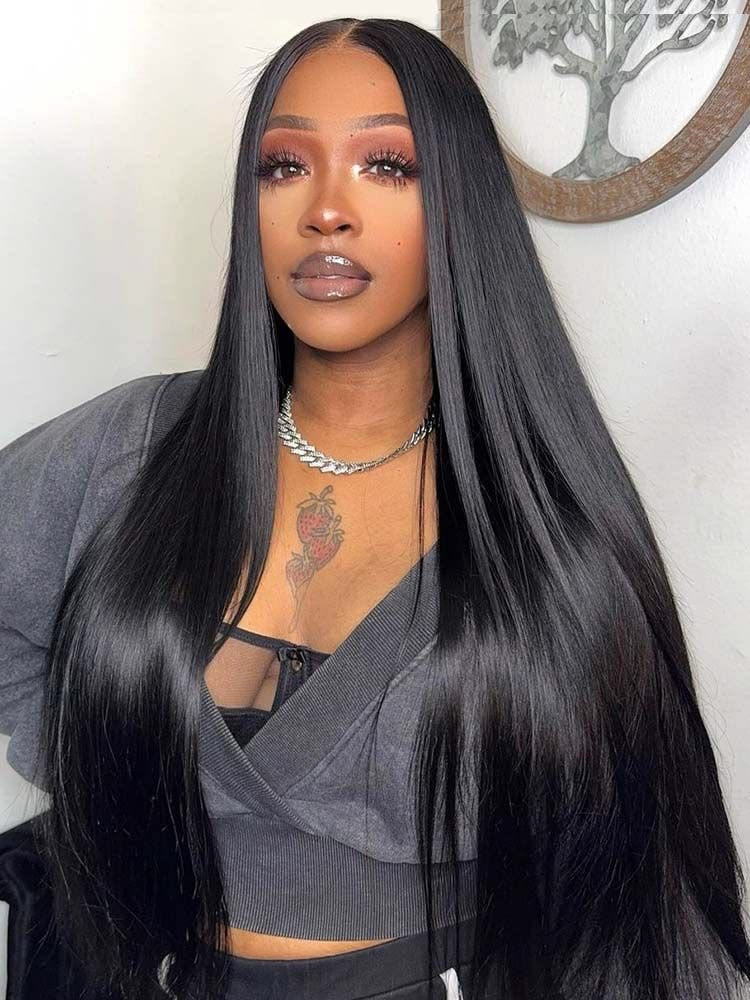 Wear and Go Glueless Wigs Pre Plucked Pre Cut #1B Straight 180%