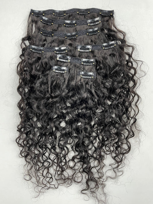 Top Virgin Classic Clip in Extension #1B - Italian Curly