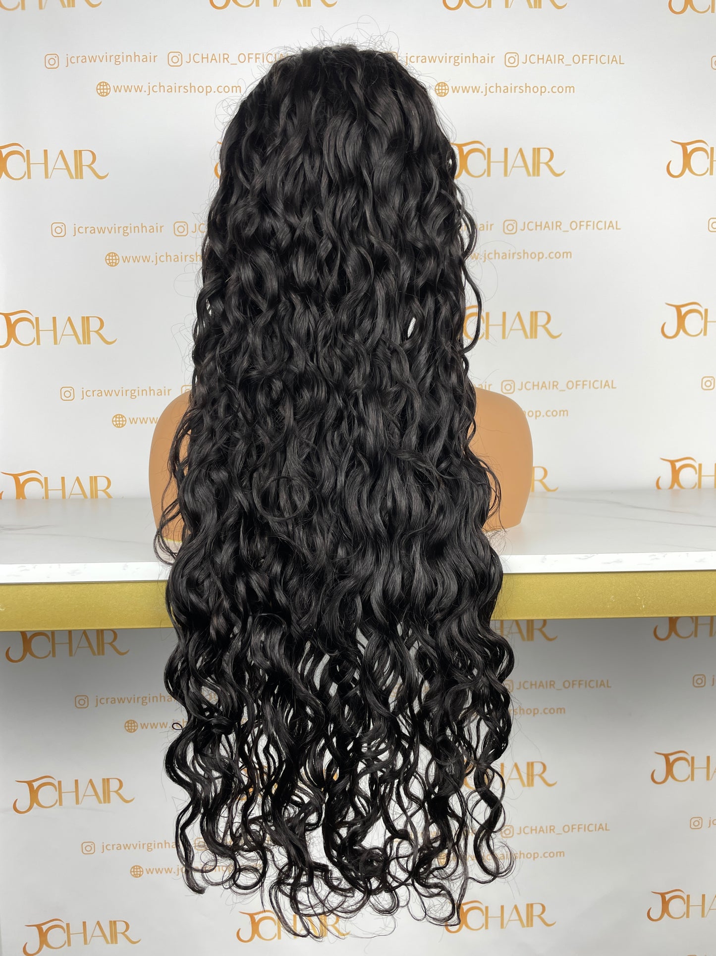 Top Burmese Virgin Hair 4x4 5x5 6X6 7X7 HD Closure Wig - Natural Wave #1B