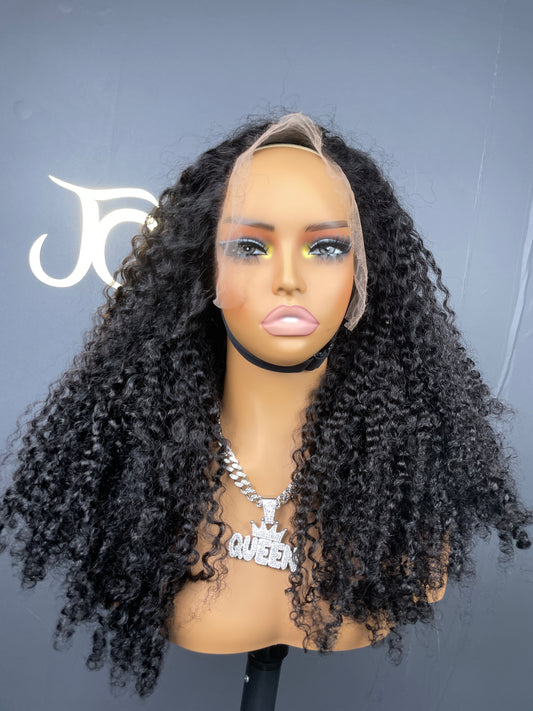 Top Burmese Virgin Hair 13x4 13x6 HD Full Frontal Wig - Spanish Spiral Curly #1B