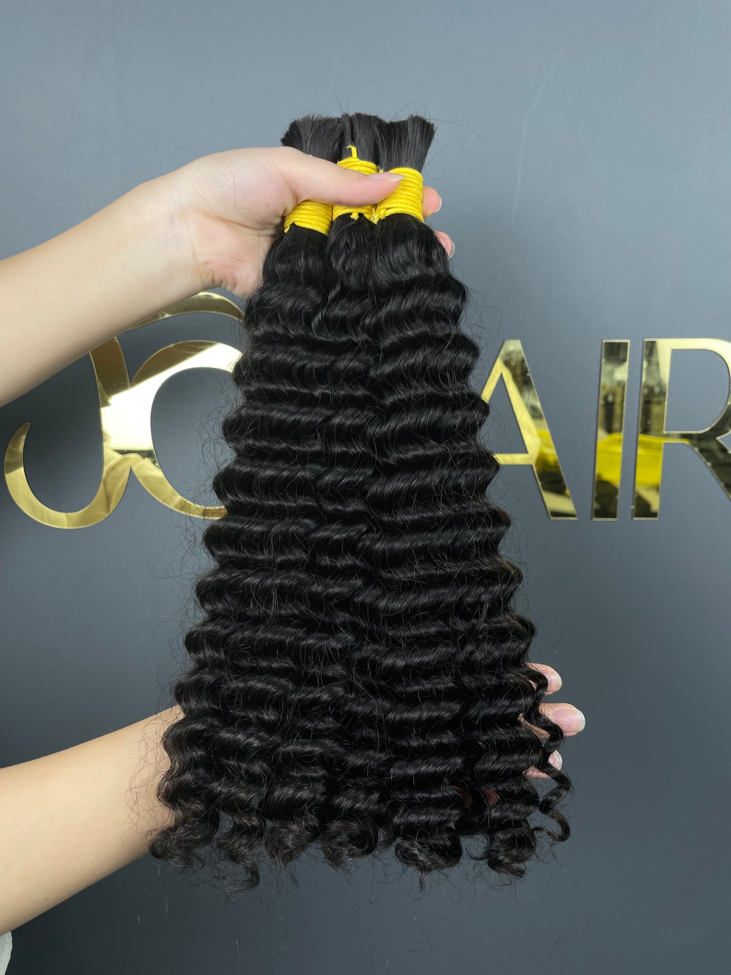Double Drawn Bulk Hair #1B Deep wave