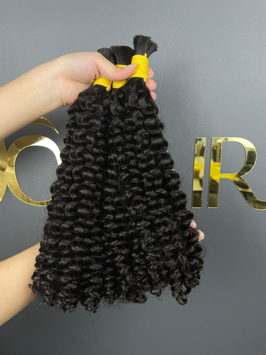 Double Drawn Bulk Hair #1B Italian curly