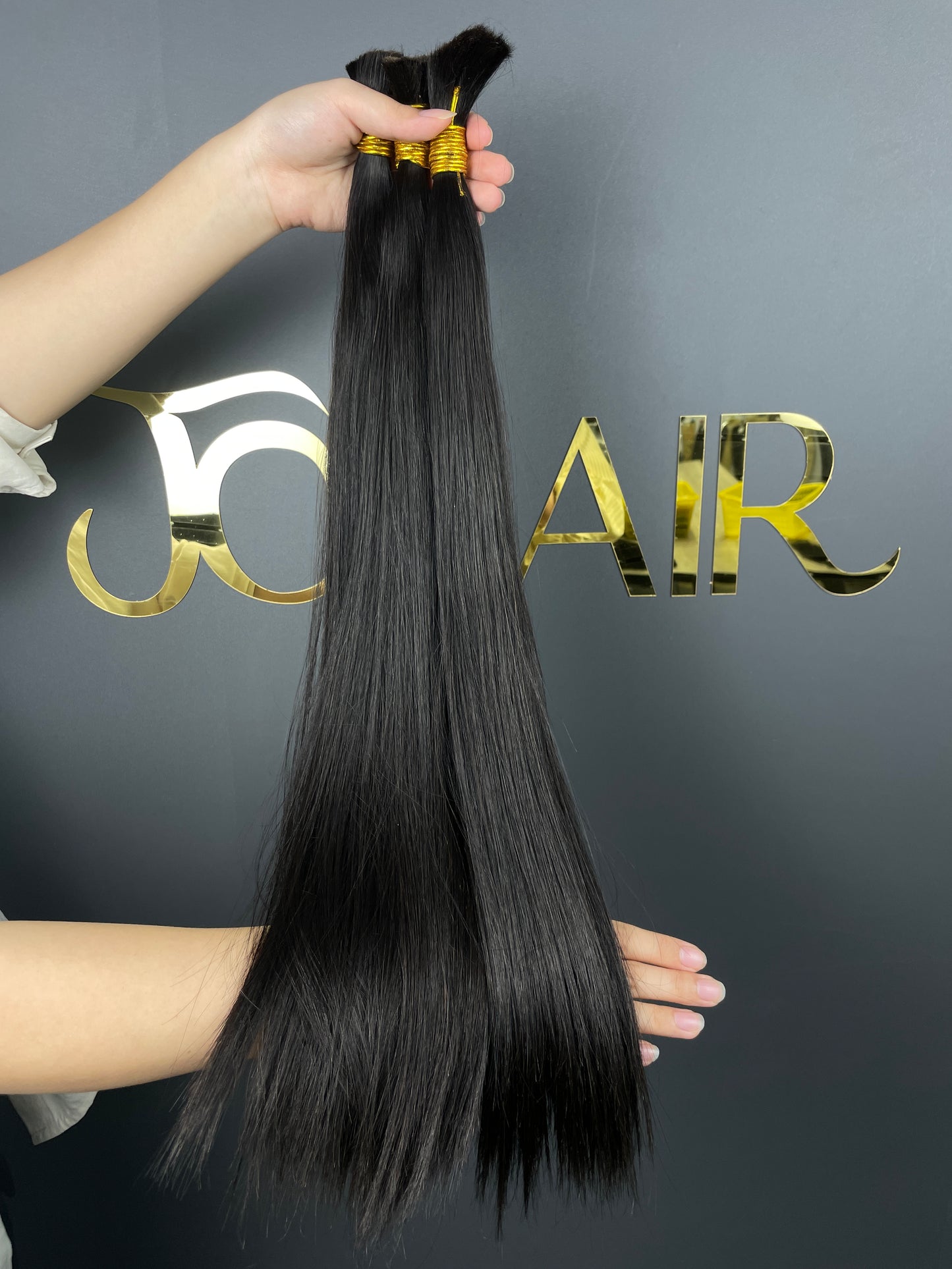 Double Drawn Bulk Hair #1B straight