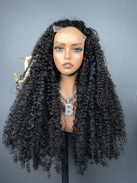 Top Burmese Virgin Hair 5x5 6X6 HD Closure Wig  - Spanish spiral curly #1B