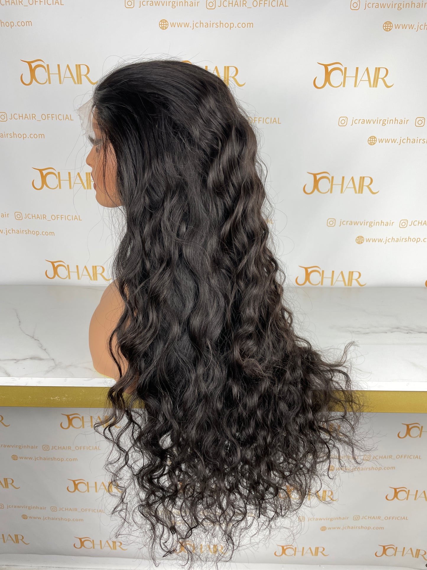 Top Burmese Virgin Hair 4x4 5x5 6X6 7X7 HD Closure Wig - Indian Wave #1B