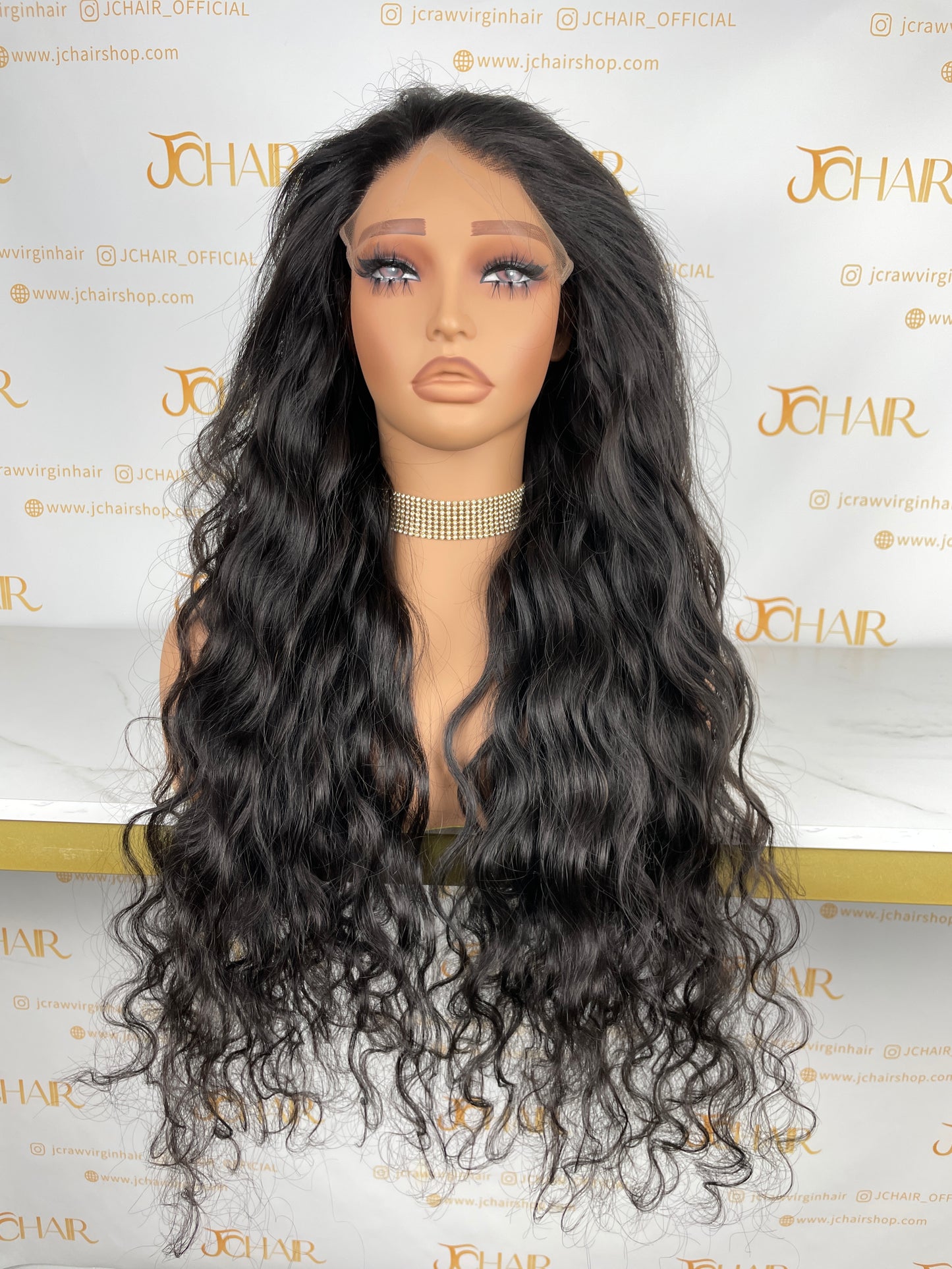 Top Burmese Virgin Hair 4x4 5x5 6X6 7X7 HD Closure Wig - Indian Wave #1B