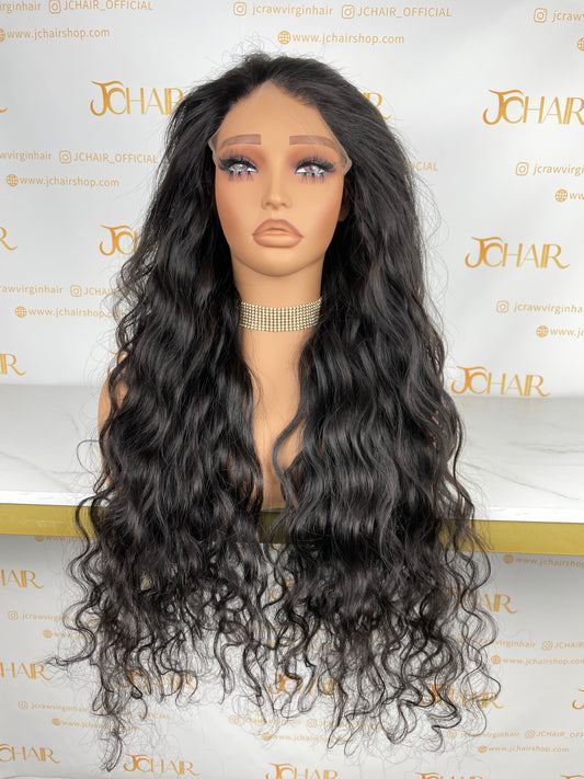 Top Burmese Virgin Hair 4x4 5x5 6X6 7X7 HD Closure Wig - Indian Wave #1B