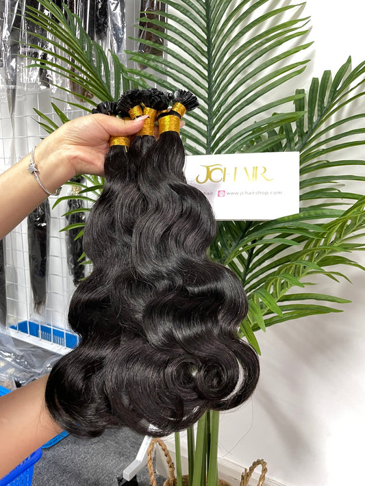 Indian Hair K-TIP Extentions Body Wave #1B