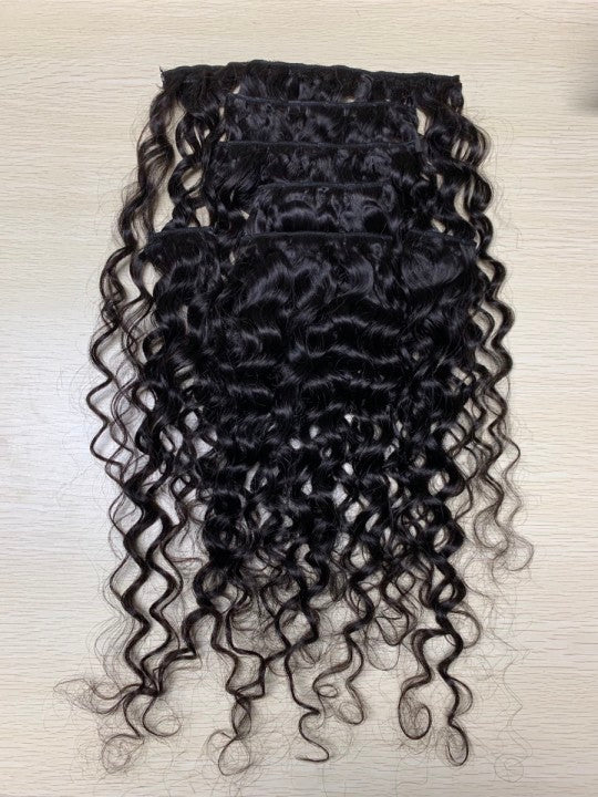 Top Virgin Classic Clip in Extension #1B - Loose Curly