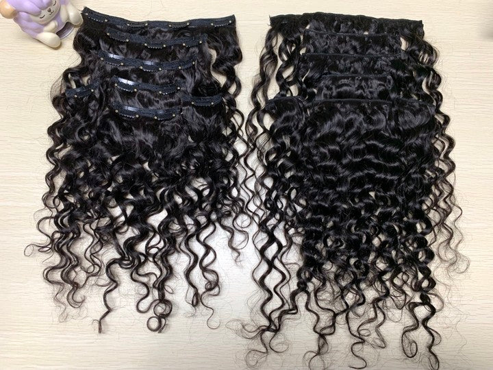 Top Virgin Classic Clip in Extension #1B - Loose Curly