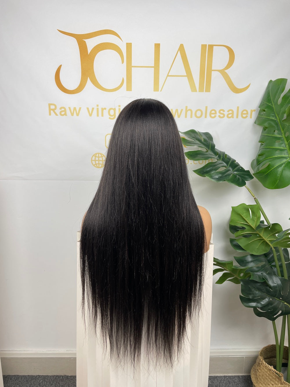 Top Virgin U-part Wig 180% 210%Density - Yaki Straight #1B
