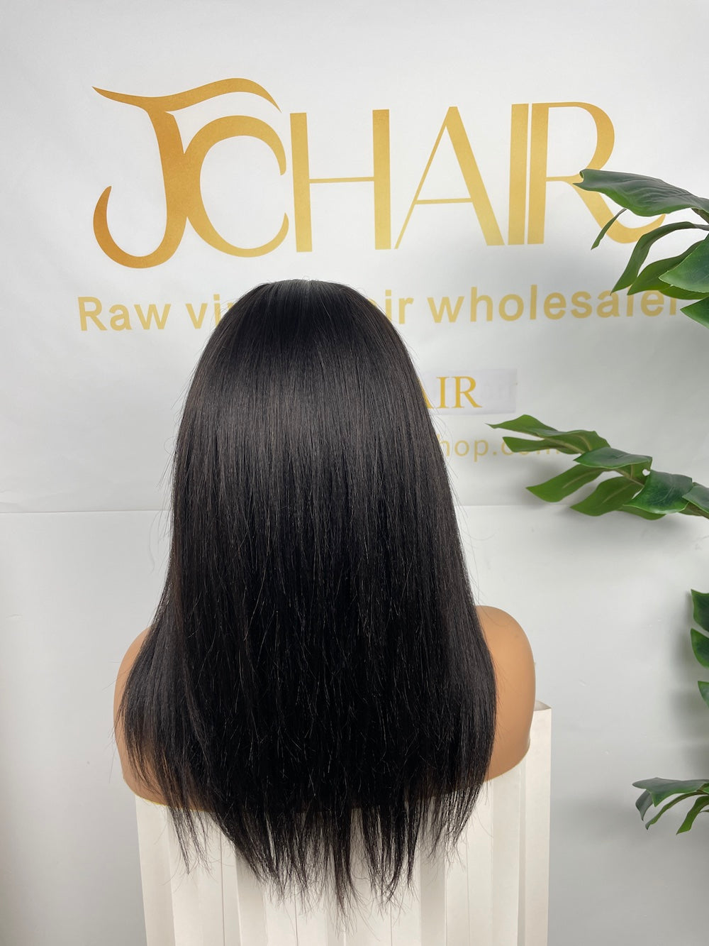Top Virgin U-part Wig 180% 210%Density - Yaki Straight #1B