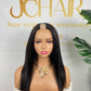 Top Virgin U-part Wig 180% 210%Density - Yaki Straight #1B
