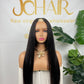 Top Virgin U-part Wig 180% 210%Density - Yaki Straight #1B