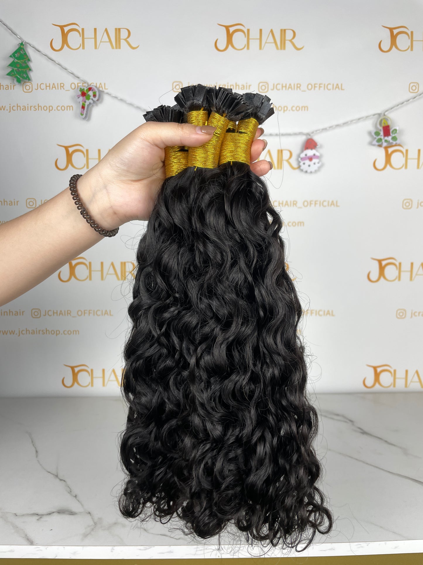 Indian Hair Flat-tip Extentions water wave #1B
