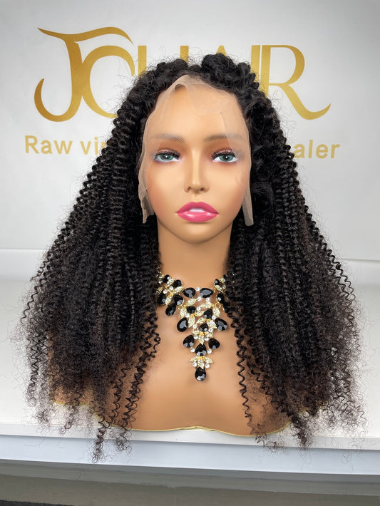 Top Burmese Virgin Hair 4x4 5x5 6X6 7X7 HD Closure Wig - Kinky Curly #1B
