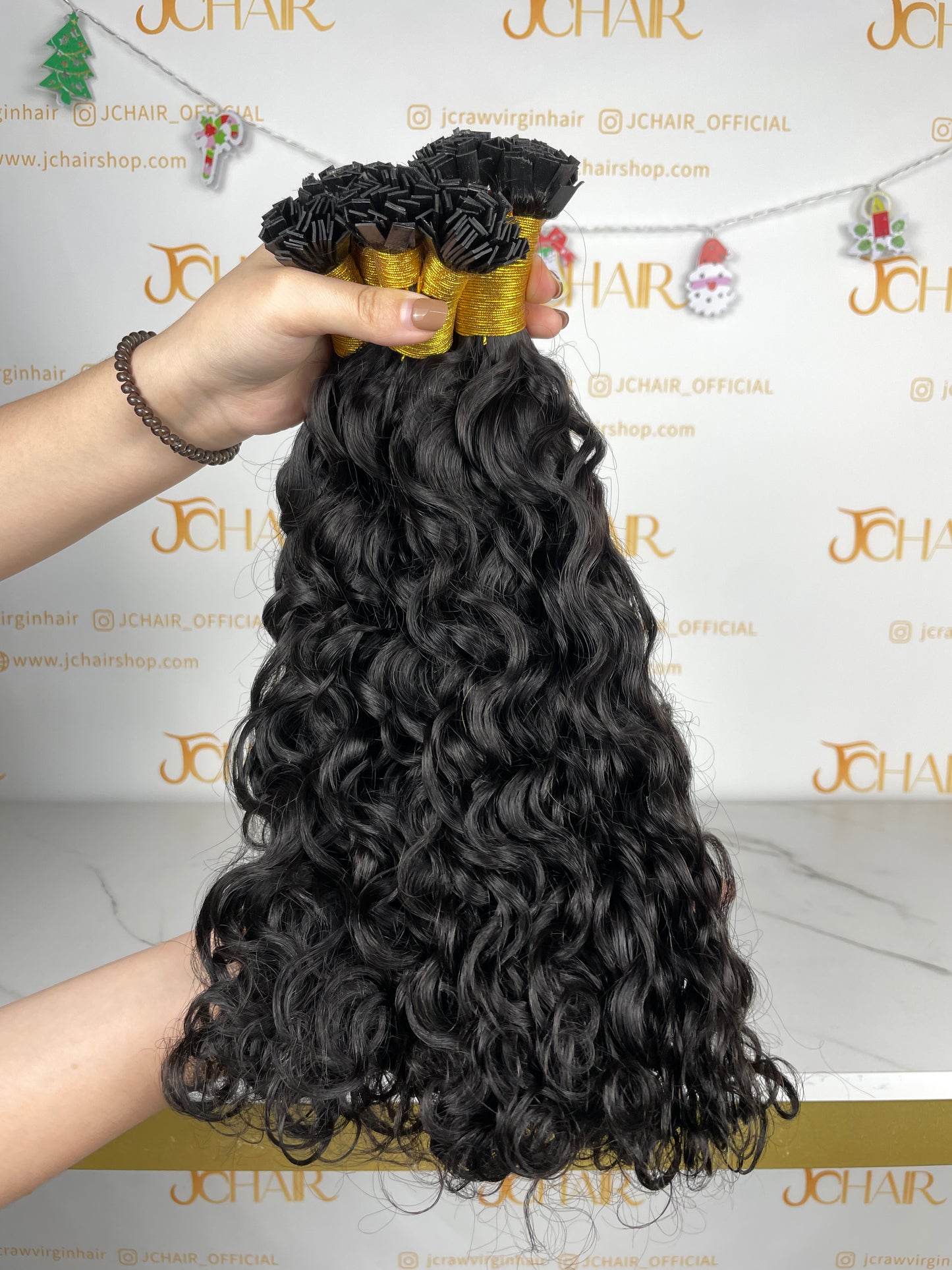 Indian Hair Flat-tip Extentions water wave #1B