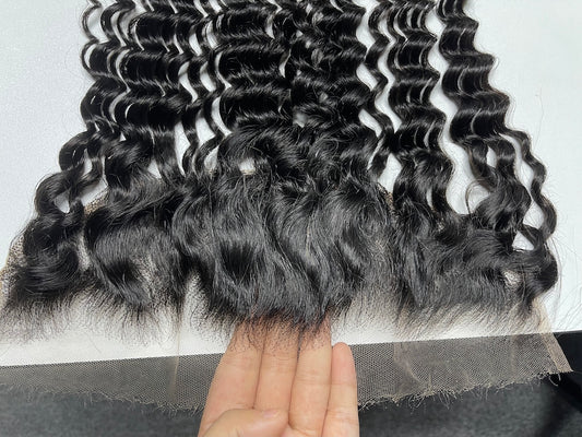 Top Virgin Deep Wave HD / Transparent Lace Frontal #1B