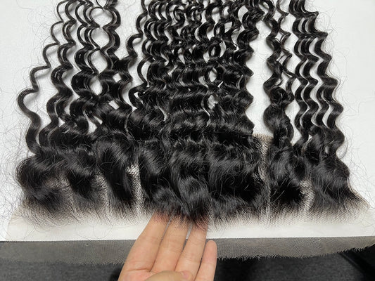 Top Virgin Italian Curly HD / Transparent Lace Frontal #1B