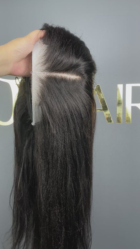Wear and Go Glueless Wigs Pre Plucked Pre Cut #1B Kinky Straight 180%