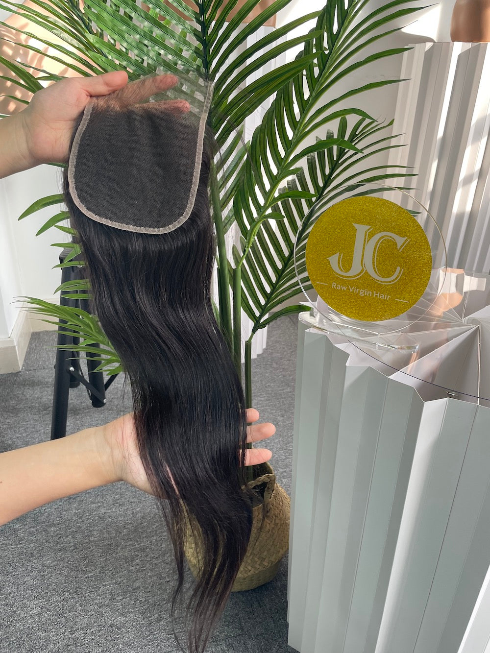 Top Virgin Straight HD / Transparent Lace Closure #1B
