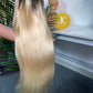 #1B/613 Straight Brazilian Hair 13X4 Transparent Lace Wig 180%