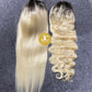 #1B/613 Body Wave Brazilian Hair 13X4 Transparent Lace Wig 180%