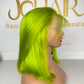 13*4 Full Frontal Transparent Lace Bob Colored Wig Straight 180% - Green