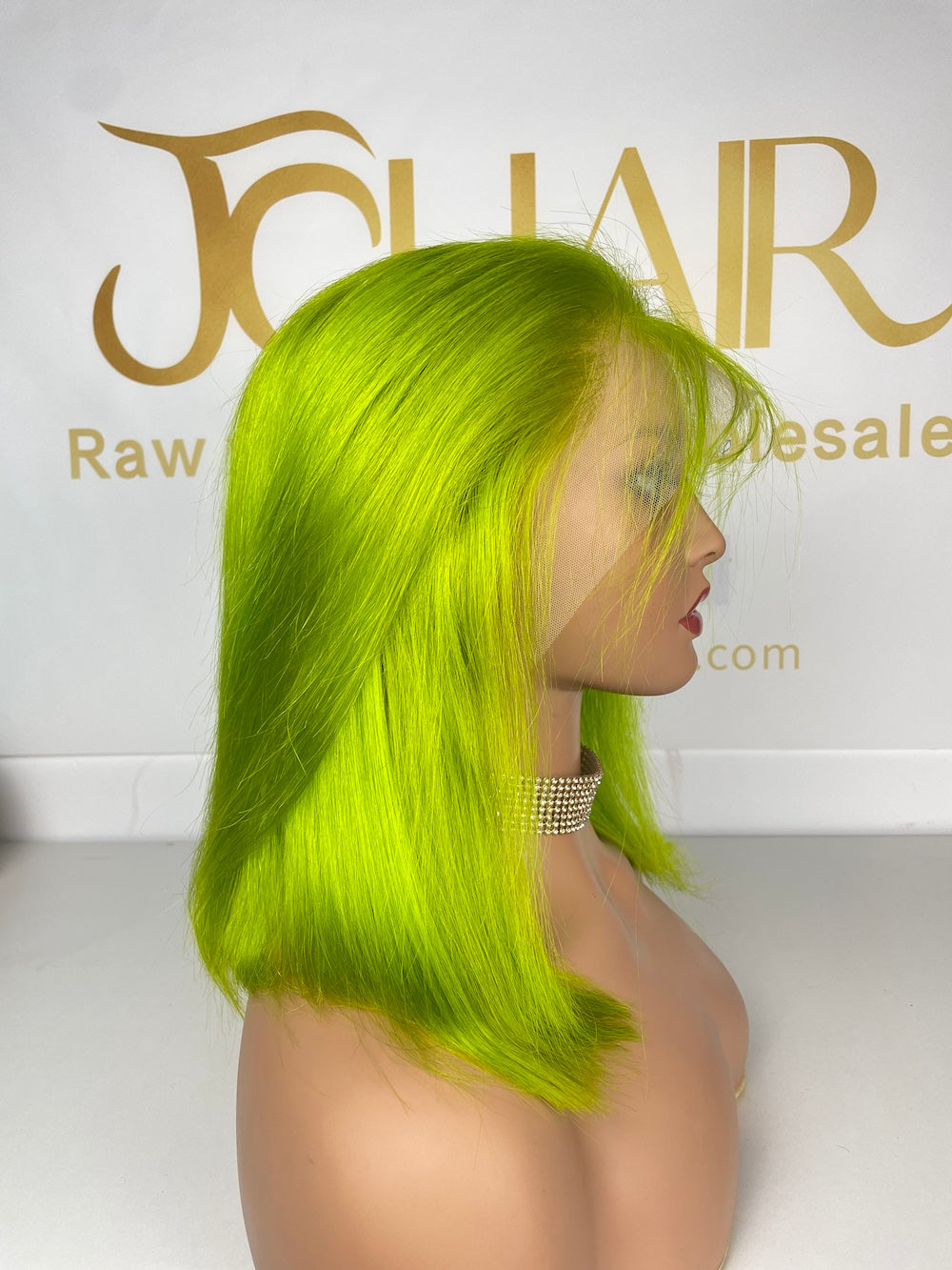 13*4 Full Frontal Transparent Lace Bob Colored Wig Straight 180% - Green