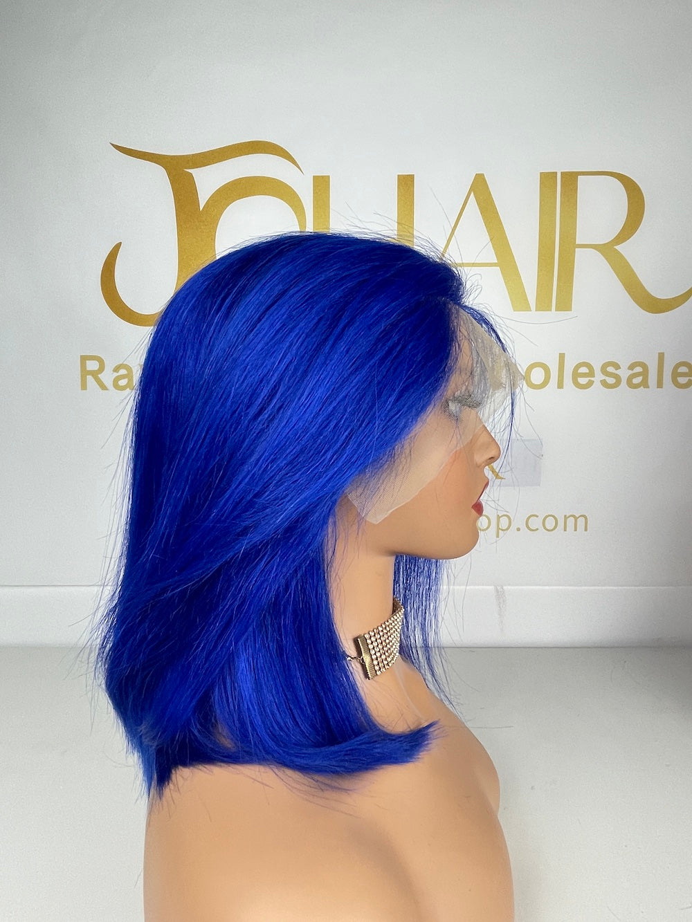 13*4 Full Frontal Transparent Lace Bob Colored Wig Straight 180% - Blue