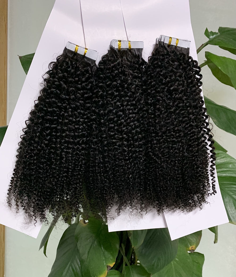 Kinky Curly Tape in Hair Extention #1B