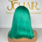 13*4 Full Frontal Transparent Lace Bob Colored Wig Straight 180% - Lake Blue