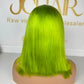 13*4 Full Frontal Transparent Lace Bob Colored Wig Straight 180% - Green