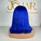 13*4 Full Frontal Transparent Lace Bob Colored Wig Straight 180% - Blue