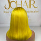 13*4 Full Frontal Transparent Lace Bob Colored Wig Straight 180% - Yellow