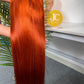 #350 Ginger Straight Brazilian Hair 13X4 Transparent Lace Wig 180%