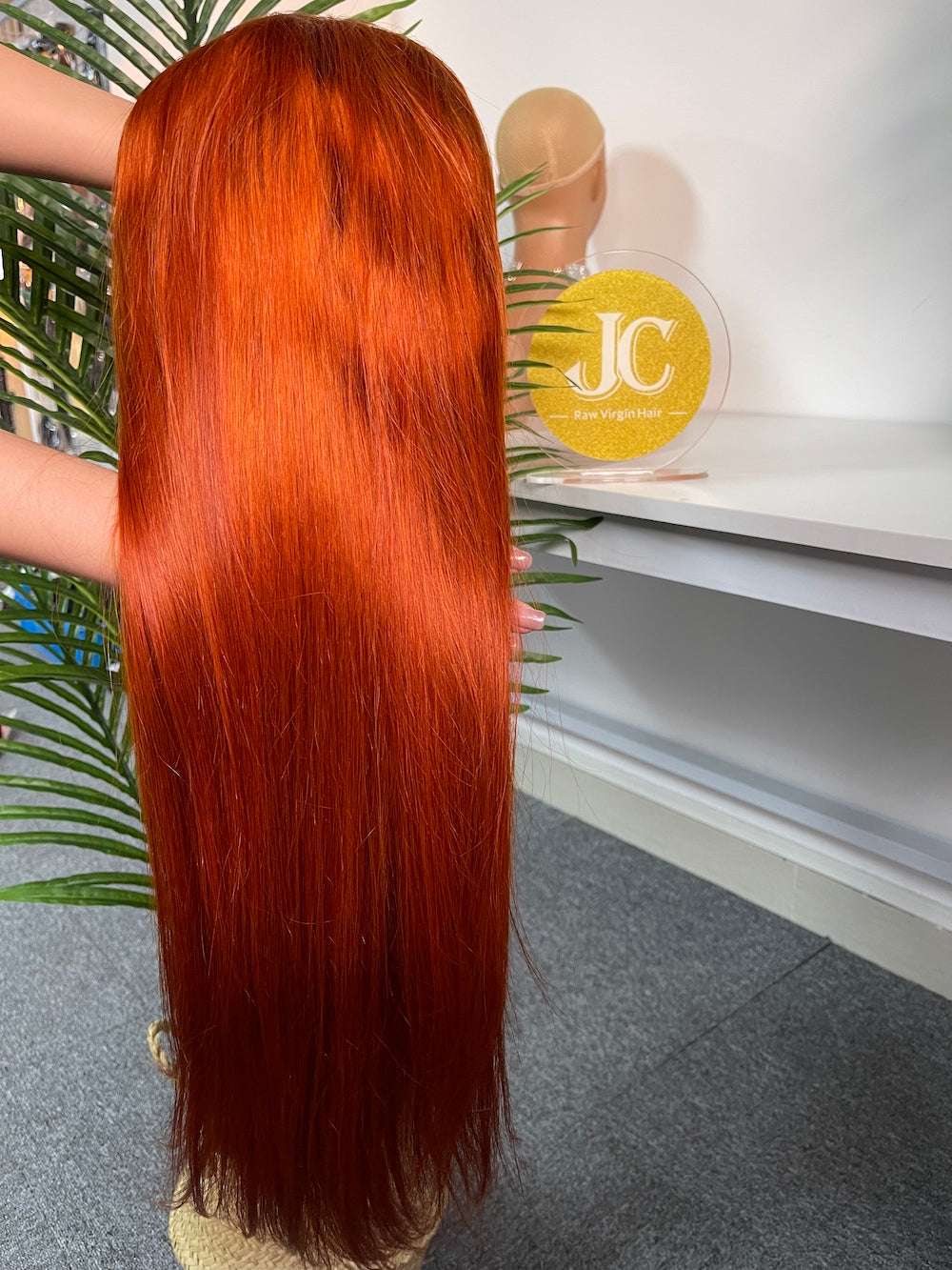 #350 Ginger Straight Brazilian Hair 13X4 Transparent Lace Wig 180%