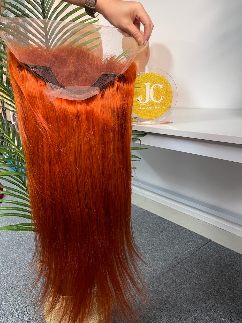 #350 Ginger Straight Brazilian Hair 13X4 Transparent Lace Wig 180%
