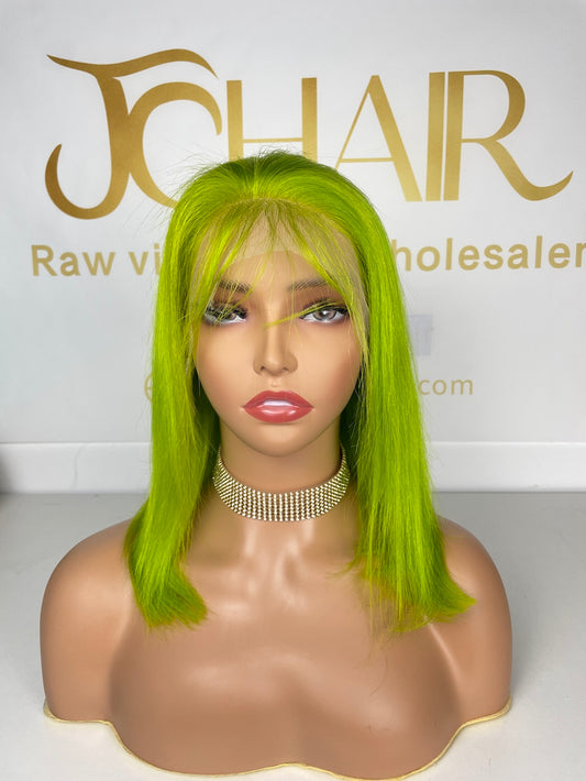 13*4 Full Frontal Transparent Lace Bob Colored Wig Straight 180% - Green